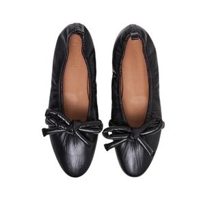 Flattered Polly Leather Black Ballet Flats Lamb Leather 7.5 Made in Spain 7 1/2